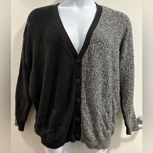 Cozy oversized cardigan black & white/grey color blocks Sparkle & Fade Medium M